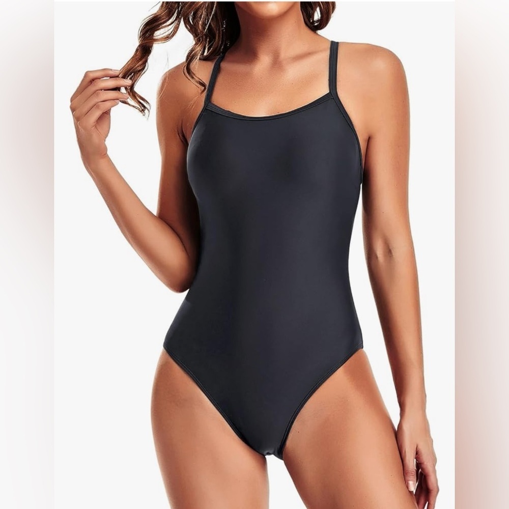 Tempted Black One Piece Swimsuit with Spaghetti Straps